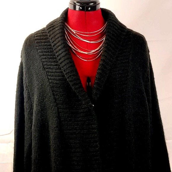 White Stag Black Oversized Grandma Grandpa Sweater front patch pockets XL 16-18 - Picture 3 of 5